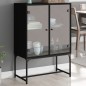 vidaXL Beistellschrank mit Glastüren Schwarz 69x37x100 cm vidaXL Beistellschrank mit Glastüren Schwarz 69x37x100 cm