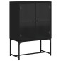 vidaXL Beistellschrank mit Glastüren Schwarz 69x37x100 cm vidaXL Beistellschrank mit Glastüren Schwarz 69x37x100 cm