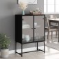 vidaXL Beistellschrank mit Glastüren Schwarz 69x37x100 cm vidaXL Beistellschrank mit Glastüren Schwarz 69x37x100 cm