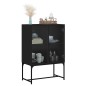 vidaXL Beistellschrank mit Glastüren Schwarz 69x37x100 cm vidaXL Beistellschrank mit Glastüren Schwarz 69x37x100 cm