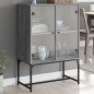 vidaXL Beistellschrank mit Glastüren Grau Sonoma 69x37x100 cm vidaXL Beistellschrank mit Glastüren Grau Sonoma 69x37x100 cm