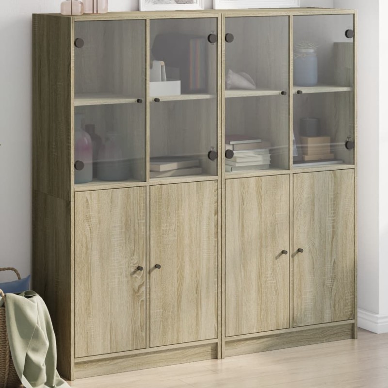 vidaXL Bücherschrank mit Türen Sonoma-Eiche 136x37x142cm Holzwerkstoff vidaXL Bücherschrank mit Türen Sonoma-Eiche 136x37x142cm Holzwerkstoff