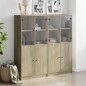 vidaXL Bücherschrank mit Türen Sonoma-Eiche 136x37x142cm Holzwerkstoff vidaXL Bücherschrank mit Türen Sonoma-Eiche 136x37x142cm Holzwerkstoff