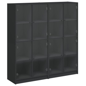 vidaXL Bücherschrank mit Türen Schwarz 136x37x142 cm Holzwerkstoff