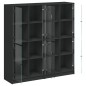 vidaXL Bücherschrank mit Türen Schwarz 136x37x142 cm Holzwerkstoff vidaXL Bücherschrank mit Türen Schwarz 136x37x142 cm Holzwerkstoff