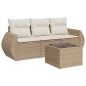 vidaXL 4-tlg. Garten-Sofagarnitur mit Kissen Beige Poly Rattan vidaXL 4-tlg. Garten-Sofagarnitur mit Kissen Beige Poly Rattan