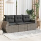 vidaXL 3-tlg. Garten-Sofagarnitur mit Kissen Grau Poly Rattan vidaXL 3-tlg. Garten-Sofagarnitur mit Kissen Grau Poly Rattan