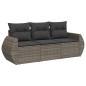 vidaXL 3-tlg. Garten-Sofagarnitur mit Kissen Grau Poly Rattan vidaXL 3-tlg. Garten-Sofagarnitur mit Kissen Grau Poly Rattan