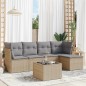 vidaXL 6-tlg. Garten-Sofagarnitur mit Kissen Beige Poly Rattan vidaXL 6-tlg. Garten-Sofagarnitur mit Kissen Beige Poly Rattan