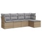 vidaXL 5-tlg. Garten-Sofagarnitur mit Kissen Beige Poly Rattan vidaXL 5-tlg. Garten-Sofagarnitur mit Kissen Beige Poly Rattan