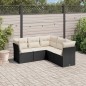 vidaXL 5-tlg. Garten-Sofagarnitur mit Kissen Schwarz Poly Rattan vidaXL 5-tlg. Garten-Sofagarnitur mit Kissen Schwarz Poly Rattan