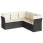 vidaXL 5-tlg. Garten-Sofagarnitur mit Kissen Schwarz Poly Rattan vidaXL 5-tlg. Garten-Sofagarnitur mit Kissen Schwarz Poly Rattan