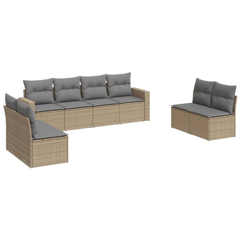 vidaXL 8-tlg. Garten-Sofagarnitur mit Kissen Beige Poly Rattan vidaXL 8-tlg. Garten-Sofagarnitur mit Kissen Beige Poly Rattan