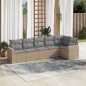 vidaXL 6-tlg. Garten-Sofagarnitur mit Kissen Beige Poly Rattan vidaXL 6-tlg. Garten-Sofagarnitur mit Kissen Beige Poly Rattan