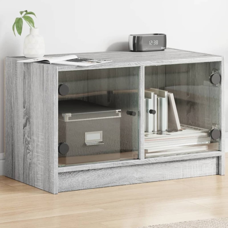 vidaXL TV-Schrank mit Glastüren Grau Sonoma 68x37x42 cm vidaXL TV-Schrank mit Glastüren Grau Sonoma 68x37x42 cm