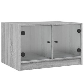 vidaXL Couchtisch mit Glastüren Grau Sonoma 68x50x42 cm