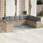vidaXL 10-tlg. Garten-Sofagarnitur mit Kissen Beige Poly Rattan vidaXL 10-tlg. Garten-Sofagarnitur mit Kissen Beige Poly Rattan