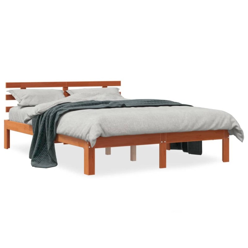 vidaXL Massivholzbett ohne Matratze Wachsbraun 140x200 cm Kiefernholz vidaXL Massivholzbett ohne Matratze Wachsbraun 140x200 cm Kiefernholz