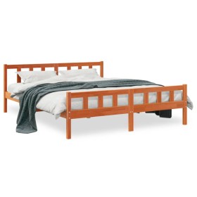 vidaXL Massivholzbett ohne Matratze Wachsbraun 180x200 Kiefernholz