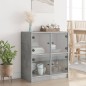 vidaXL Beistellschrank mit Glastüren Betongrau 68x37x75,5 cm vidaXL Beistellschrank mit Glastüren Betongrau 68x37x75,5 cm