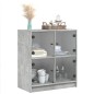 vidaXL Beistellschrank mit Glastüren Betongrau 68x37x75,5 cm vidaXL Beistellschrank mit Glastüren Betongrau 68x37x75,5 cm