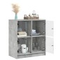 vidaXL Beistellschrank mit Glastüren Betongrau 68x37x75,5 cm vidaXL Beistellschrank mit Glastüren Betongrau 68x37x75,5 cm