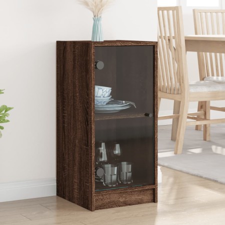 vidaXL Beistellschrank mit Glastüren Braun Eichen-Optik 35x37x75,5 cm