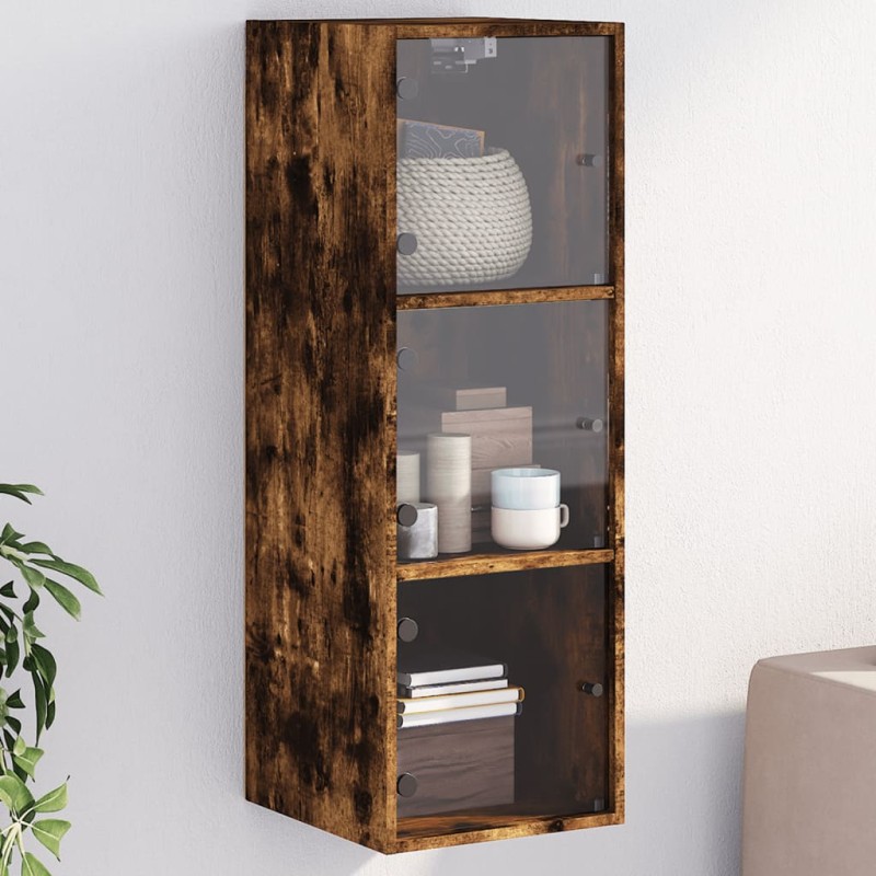 vidaXL Wandschrank mit Glastüren Räuchereiche 35x37x100 cm vidaXL Wandschrank mit Glastüren Räuchereiche 35x37x100 cm