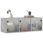 vidaXL Wandschrank mit Glastüren Betongrau 102x37x35 cm vidaXL Wandschrank mit Glastüren Betongrau 102x37x35 cm