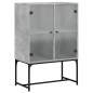 vidaXL Beistellschrank mit Glastüren Betongrau 69x37x100 cm vidaXL Beistellschrank mit Glastüren Betongrau 69x37x100 cm