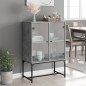 vidaXL Beistellschrank mit Glastüren Betongrau 69x37x100 cm vidaXL Beistellschrank mit Glastüren Betongrau 69x37x100 cm