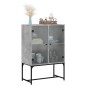 vidaXL Beistellschrank mit Glastüren Betongrau 69x37x100 cm vidaXL Beistellschrank mit Glastüren Betongrau 69x37x100 cm