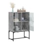 vidaXL Beistellschrank mit Glastüren Betongrau 69x37x100 cm vidaXL Beistellschrank mit Glastüren Betongrau 69x37x100 cm