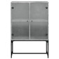 vidaXL Beistellschrank mit Glastüren Betongrau 69x37x100 cm vidaXL Beistellschrank mit Glastüren Betongrau 69x37x100 cm