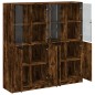 vidaXL Bücherschrank mit Türen Räuchereiche 136x37x142cm Holzwerkstoff vidaXL Bücherschrank mit Türen Räuchereiche 136x37x142cm Holzwerkstoff