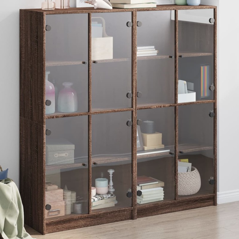 vidaXL Bücherschrank mit Türen Braun Eichen-Optik 136x37x142 cm vidaXL Bücherschrank mit Türen Braun Eichen-Optik 136x37x142 cm
