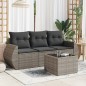 vidaXL 4-tlg. Garten-Sofagarnitur mit Kissen Grau Poly Rattan vidaXL 4-tlg. Garten-Sofagarnitur mit Kissen Grau Poly Rattan