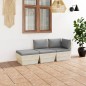 3-tlg. Garten-Sofagarnitur aus Paletten mit Kissen Fichtenholz 3-tlg. Garten-Sofagarnitur aus Paletten mit Kissen Fichtenholz
