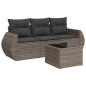 vidaXL 4-tlg. Garten-Sofagarnitur mit Kissen Grau Poly Rattan vidaXL 4-tlg. Garten-Sofagarnitur mit Kissen Grau Poly Rattan