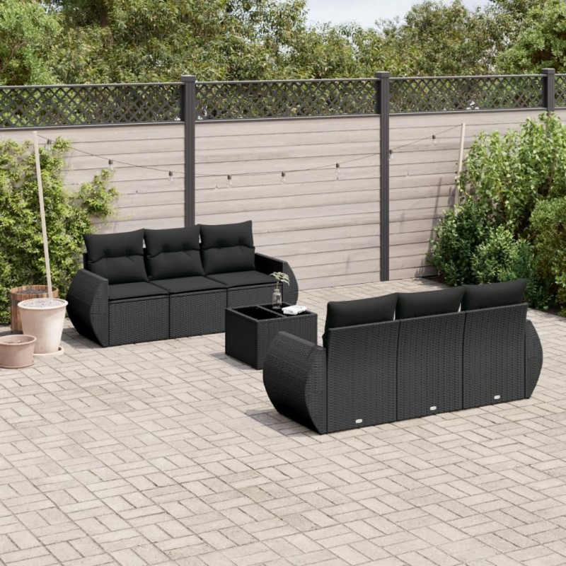 vidaXL 7-tlg. Garten-Sofagarnitur mit Kissen Schwarz Poly Rattan vidaXL 7-tlg. Garten-Sofagarnitur mit Kissen Schwarz Poly Rattan
