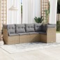 vidaXL 5-tlg. Garten-Sofagarnitur mit Kissen Beige Poly Rattan vidaXL 5-tlg. Garten-Sofagarnitur mit Kissen Beige Poly Rattan