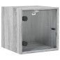 vidaXL Nachttisch mit Glastür Grau Sonoma 35x37x35 cm vidaXL Nachttisch mit Glastür Grau Sonoma 35x37x35 cm