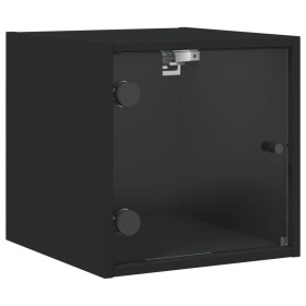 vidaXL Nachttisch mit Glastür Schwarz 35x37x35 cm