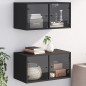 vidaXL Wandschränke mit Glastüren 2 Stk. Schwarz 68,5x37x35 cm vidaXL Wandschränke mit Glastüren 2 Stk. Schwarz 68,5x37x35 cm