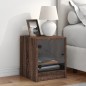vidaXL Nachttisch mit Glastür Braun Eichen-Optik 35x37x42 cm vidaXL Nachttisch mit Glastür Braun Eichen-Optik 35x37x42 cm