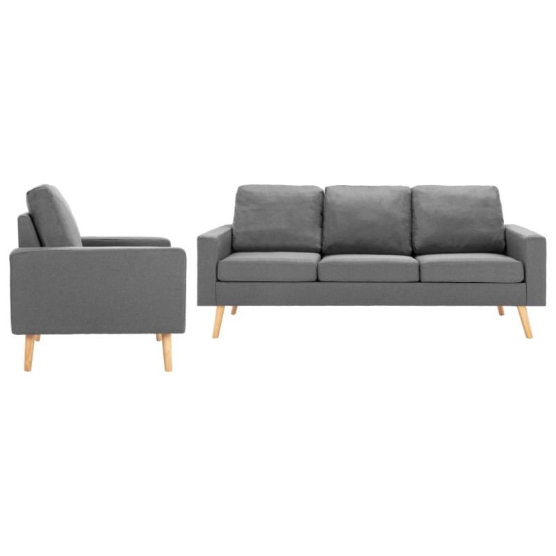 vidaXL 2-tlg. Sofagarnitur Stoff Hellgrau vidaXL 2-tlg. Sofagarnitur Stoff Hellgrau