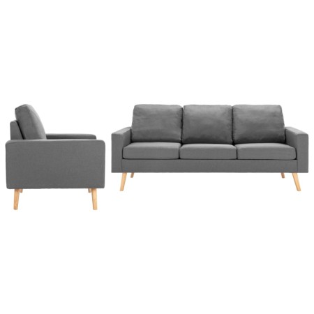 vidaXL 2-tlg. Sofagarnitur Stoff Hellgrau