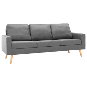 vidaXL 2-tlg. Sofagarnitur Stoff Hellgrau