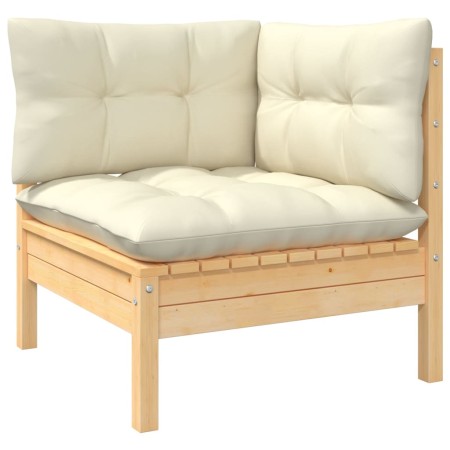vidaXL Garten-Ecksofa mit Kissen in Creme Massivholz Kiefer