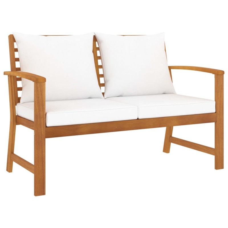 vidaXL Gartenbank 120 cm mit Creme Kissen Massivholz Akazie vidaXL Gartenbank 120 cm mit Creme Kissen Massivholz Akazie